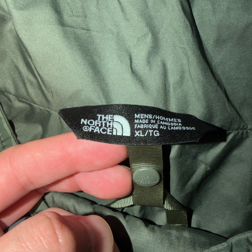 The North Face Mens NF0A3RSX Hooded Windbreaker Jacket Olive Green Grey XL - Picture 2 of 9